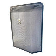 Load image into Gallery viewer, Black powder-coated FIRESIDE FIREGUARD SPARK GUARD FIRE SCREEN with decorative gold colour handle | 54cm wide x 62cm (H) x 10cm deep