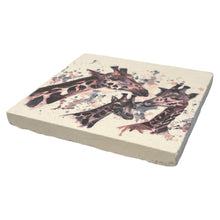 Load image into Gallery viewer, GIRAFFE STONE COASTER | Stone Coasters | Animal novelty gift | Coaster for glass, mugs and cups| Square coaster for drinks | Giraffe gift | Meg Hawkins art | 10cm x 10cm