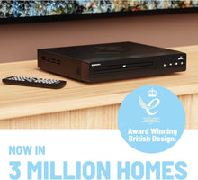Load image into Gallery viewer, Compact DVD Player with Included HDMI | Multi Region Disc Playback | 1080P HD Upscaling | HDMI, RCA, & AV Connectivity | USB, MP3, & CD Playback | Easy Use Remote Control Included | Oakcastle DVD100