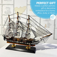 Load image into Gallery viewer, 𝗨𝗦𝗦 𝗖𝗢𝗡𝗦𝗧𝗜𝗧𝗨𝗧𝗜𝗢𝗡 𝗠𝗢𝗗𝗘𝗟 𝗦𝗛𝗜𝗣 – Handcrafted Wooden Tall Ship Replica of Old Ironsides, Historic War of 1812 Naval Display
