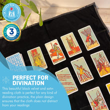 Load image into Gallery viewer, LARGE VELVET BLACK TAROT READING CLOTH | Tablecloth | Tarot cloth | Plain design | Does not distract from readings | 60cm x 60cm