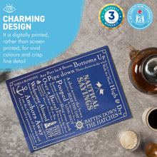 Load image into Gallery viewer, NAUTICAL SAYINGS TEA TOWEL | 100% COTTON TEA TOWEL | Blue kitchen towel | Hand towel| Nautical gift | Beach themed gift | Perfect gift for sailors | 70 cm x 50 cm
