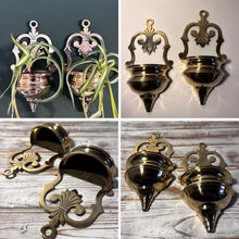 Load image into Gallery viewer, Brass Wall Planters, 2 x Wall Sconce Planters for indoor or outdoor use