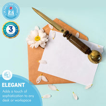 Load image into Gallery viewer, Wooden handled Brass Paper Knife with baseball-shaped end | Letter Opener | Desk Accessory |Envelope Opener | Paper Cutting Knife | Sturdy and Durable | Suitable for Office or Home use