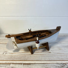 Load image into Gallery viewer, WHITE HULL MODEL ROWING BOAT | Sailing | Yacht | Boats | Models | Sailing Nautical Gift | Sailing Ornaments | Boat on Stand | 14cm (L) x 5cm (H) x 5.5cm (W)