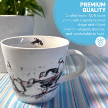 Load image into Gallery viewer, Puffin Group Mug, 100% Bone China, Gift for Nature Lovers, Coastal Home Decor