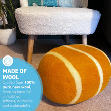 Load image into Gallery viewer, Handmade Orange Wool Felt Pouf, 100% Pure Wool Ottoman, 40cm Seat Cushion for Modern Stylish Home Decor