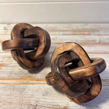 Load image into Gallery viewer, Pair of Rustic Wooden 3-Link Knot Ornaments for Home Decor - Ideal for Living Room, Shelf & Coffee Table