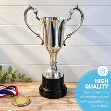 Load image into Gallery viewer, The 30cm Silver Trophy Cup – Aluminium with a Contrasting Black Base