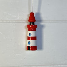 Load image into Gallery viewer, Red and white Lighthouse light pull | Nautical Theme Wooden Lighthouse Cord Pull Light Pull