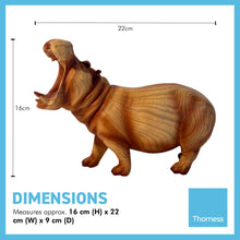 Load image into Gallery viewer, FEARSOME HIPPOPOTOMOUS IN WOOD EFFECT RESIN  |Ornaments for The Home | Home Accessories | Hippo Lover Gift Birthday Friendship Gifts | Wildlife Animal Lover Gift| Hippo Statue