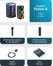 Load image into Gallery viewer, Refurbished Majority Pulse 4 ๐๐๐จ๐๐ง๐ข๐ข๐ง๐ ๐ฃ๐๐ฅ๐ง๐ฌ ๐ฆ๐ฃ๐๐๐๐๐ฅ Mega Sound Bass Boost, LED Light Effects, Portable Wireless Speaker with Long Battery Life & USB/TF/AUX Connectivity