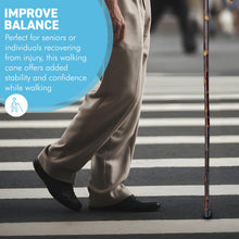 Load image into Gallery viewer, 92cm Ash Wood Walking Cane, lightweight mobility aid with rubber ferrule for enhanced stability and comfort