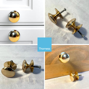 Cherema Brass Knob | Set of 2 door knobs | Brass cupboard knobs | Cabinet hardware | Antique brass cupboard handles | Cupboard door handles | 30mm