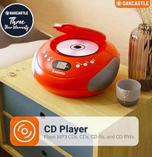 Load image into Gallery viewer, Oakcastle CD250 PORTABLE CD PLAYER BOOMBOX with Bluetooth & FM Radio | Red