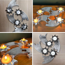Load image into Gallery viewer, Set of Four Celestial Elegance: Brushed Silver Aluminum Shooting Star Tea Light Candle Holders, Modern Decorative Accent