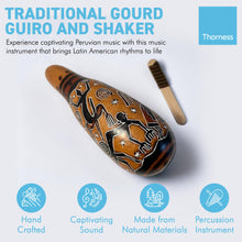 Load image into Gallery viewer, TRADITIONAL PERUVIAN FAIRTRADE GOURD GUIRO and SHAKER | Carved Shaker | Musical Instrument | Rainmaker |Musical Instrument | Percussion
