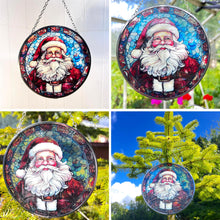 Load image into Gallery viewer, Father Christmas 6-Inch Stained Glass Suncatcher Featuring Santa Claus Design, Festive Holiday Decor