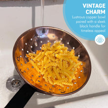 Load image into Gallery viewer, Large Decorative Copper Strainer & Skimmer Antique Farmhouse Décor, Slotted Copper Scoop for Hanging Kitchen Display, Vintage Style