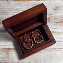 Load image into Gallery viewer, Wooden trinket box with Eye of Horas design on lid | Keepsake Box | Ring box |Dice Box