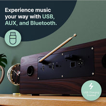 Load image into Gallery viewer, Bluetooth Hi-Fi Dual Stereo System with CD Player, DAB radio FM | AUX &amp; USB, Mains Powered &amp; Remote Control | Ideal for Home and Office, Majority Oakington Walnut Digital Radio
