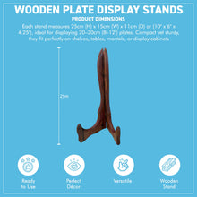 Load image into Gallery viewer, Wooden Plate Display Stands 25cm – Set of 2 Hinged Easel Holders