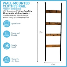 Load image into Gallery viewer, Wall Mounted Clothes Rail Industrial Black Steel Hanging Rack 160cm Minimalist