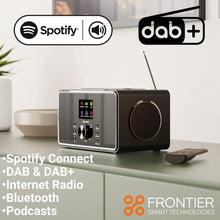 Load image into Gallery viewer, Bluetooth Internet Radio with DAB+ | 100 Watt 2.1 Speakers with In-Built Subwoofer | FM Radio, Spotify Connect, Podcasts | AUX & USB | Dual Alarm, 90+ Presets & Remote Control | MAJORITY Bard (White)