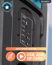 Load image into Gallery viewer, Refurbished Majority Pulse 4 ๐๐๐จ๐๐ง๐ข๐ข๐ง๐ ๐ฃ๐๐ฅ๐ง๐ฌ ๐ฆ๐ฃ๐๐๐๐๐ฅ Mega Sound Bass Boost, LED Light Effects, Portable Wireless Speaker with Long Battery Life & USB/TF/AUX Connectivity