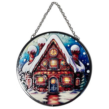 Load image into Gallery viewer, 6-Inch Stained Glass Suncatcher - Gingerbread House Design for Windows, Holiday Decor, and Gifts