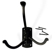 Load image into Gallery viewer, Four-way Folding Coat Hook | Antique Brass Swivel Hook | | Wall mounted for bathroom, kitchen, bedroom | Captains hook | independently swiveling arms | Versatile and elegant