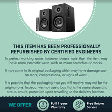 Load image into Gallery viewer, Refurbished Oakcastle Black BK100 ACTIVE BOOKSHELF SPEAKERS | 2.0 Stereo System | 60W Output | Bluetooth 5.4, USB Playback | AUX, HDMI ARC, Optical | Gaming Speakers for PC Desktop
