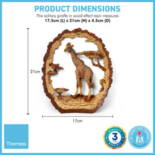Load image into Gallery viewer, MAJESTIC GIRAFFE IN WOOD EFFECT RESIN |Ornaments for The Home | Home Accessories | Animal Lover Gift Birthday Friendship Gifts | Wildlife Lover Gift| Ornaments | GIRAFFE | 17.5cm (L) x 21cm (H) x 4.5cm (D)