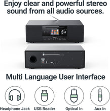 Load image into Gallery viewer, Majority INTERNET RADIO CD PLAYER with DAB+ & FM Radio and a Powerful Subwoofer | 120W 2.1 Speaker System | Smart Radio with Spotify, Podcasts, Bluetooth, 90+ Presets, TFT Display | Quadriga