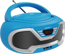 Load image into Gallery viewer, Oakcastle CD200 PORTABLE CD PLAYER BOOMBOX with Bluetooth & FM Radio, 3.5mm AUX headphone jack and USB input, mains and battery music system for adults and children with stereo sound speakers