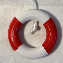 Load image into Gallery viewer, Set of two Red and white life ring light Pulls | Lifebuoy light pulls| Nautical Theme Wooden Cord Pull Light Pulls