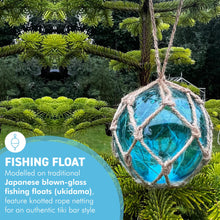 Load image into Gallery viewer, Turquoise Glass Fishing Buoy Tiki Bar Light with LED Lights, Nautical-Style Ornament for Home Decor