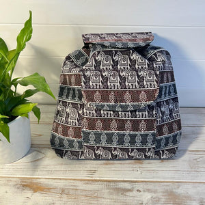 ELEPHANT BACKPACK| BAG WITH FRONT AND INSIDE POCKET | Multi-coloured bag | Unisex bags | Backpack for beach and travel | Elephant gifts | 35cm (L) x 34cm (W)
