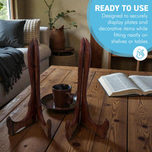 Load image into Gallery viewer, Wooden Plate Display Stands 25cm – Set of 2 Hinged Easel Holders