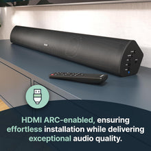 Load image into Gallery viewer, Majority TETON PLUS BLUETOOTH SOUND BAR for TV with Wireless Subwoofer | 81cm, 180 Watts, 5.25" Subwoofer Driver 2.1 Surround Sound System | HDMI ARC, USB, Optical & RCA | Custom EQ & Remote Control