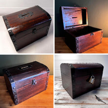 Load image into Gallery viewer, Wooden Treasure Chest Money Box, secure and stylish storage for coins