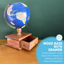 Load image into Gallery viewer, 20cm Globe with Wooden Base & Drawer - Rotating Vintage World Globe, Educational Geographic Desktop Accessory