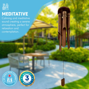 BAMBOO WOODEN 6 TUBE WINDCHIMES | Indoor and Outdoor Chimes | Feng Shui | Meditation | Positive Energy | Garden Sounds | Garden Art