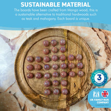 Load image into Gallery viewer, 30cm Diameter MANGO WOOD SOLITAIRE BOARD GAME with SPARKLING PRINCESS GLASS MARBLES | |classic wooden solitaire game | strategy board game | family board game | games for one | board games