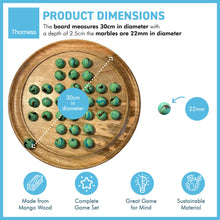 Load image into Gallery viewer, 30cm Diameter WOODEN SOLITAIRE BOARD GAME with BUTTERFLY GLASS MARBLES | classic wooden solitaire game | strategy board game | family board game | games for one | board games