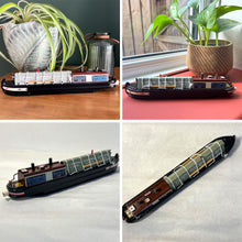 Load image into Gallery viewer, Detailed 20cm Wooden Model Canal Narrowboat Barge 'Ferret' | Fully Assembled, OO Gauge | Ideal Canal Boat & Narrowboat Gift
