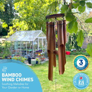 BAMBOO WOODEN 6 TUBE WINDCHIMES | Indoor and Outdoor Chimes | Feng Shui | Meditation | Positive Energy | Garden Sounds | Garden Art