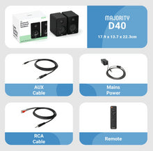 Load image into Gallery viewer, Majority D40 Active Bookshelf, Powered Stereo Studio Speakers | Bluetooth