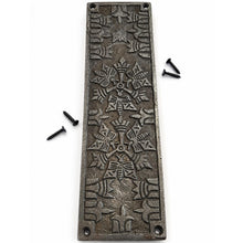 Load image into Gallery viewer, Aztec Ornate Antique Iron Push Finger Plate – Elegant Traditional Door Protection