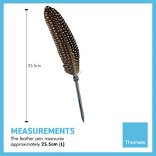 Load image into Gallery viewer, STRIPED, BROWN FEATHERED BALL POINT PEN | Feather Pen | Special Pen | Wizards Pen | Guest Book Pen | Wedding Pen